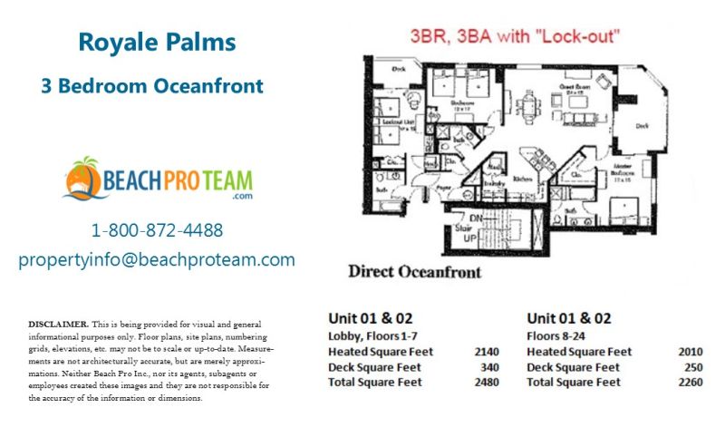Royale Palms Floor Plan - 3 Bedroom Oceanfront Lockout
